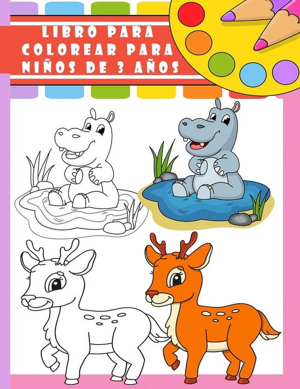 Animales Libro Para Colorear Para Niños, Edad 3+: Libro Para Colorear de  Animales Para Niños Pequeños, Jardín de Infancia y Preescolar: Gran Libro  de.