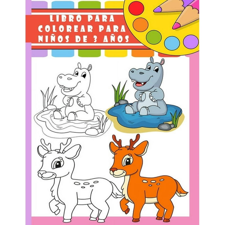 Libro Para Colorear Para Niños De 2-3, 4-6 Años: Animales: Relajantes libros  para colorear para niños y niñas con 48 motivos de animales(libro de   niños 2 años animales) (Spanish Edition): Rak