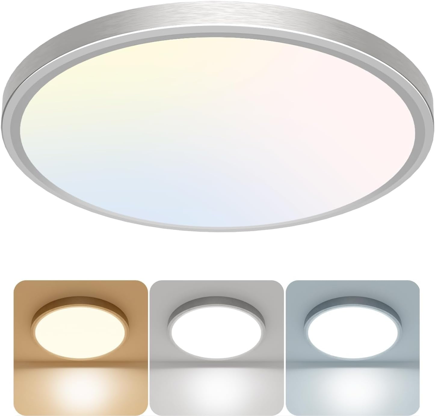 libtit 12 inch Flush Mount LED Ceiling Light Fixture, 3000K 4000K 6500K Adjustable, 28W 3200lm Round Ceiling Lamp for Bathroom Hallway Kitchen Bedroom