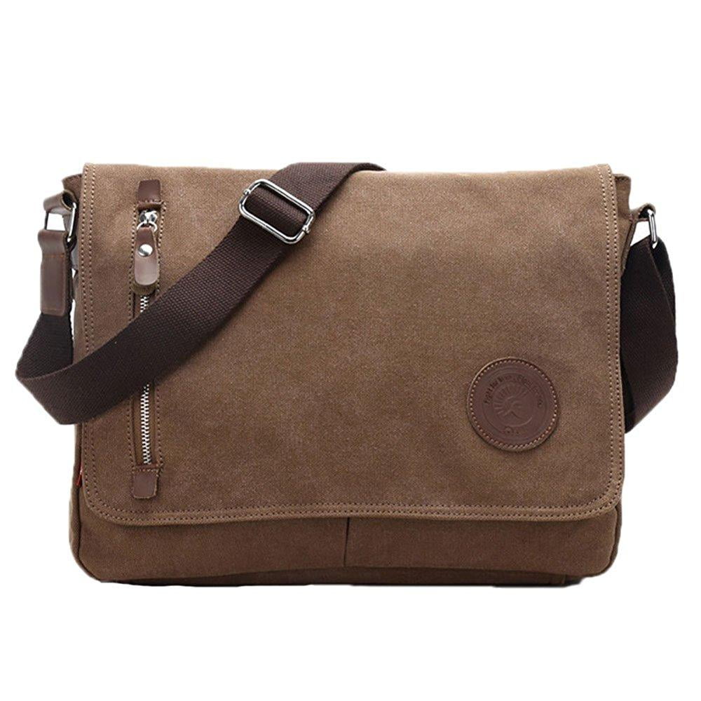 FANDARE Vintage Shoulder Bag Canvas Crossbody Bag Men Laptop Messenger  Satchel Bag Passport Holder Bag fit 12.9 inch laptop for School College  Commute