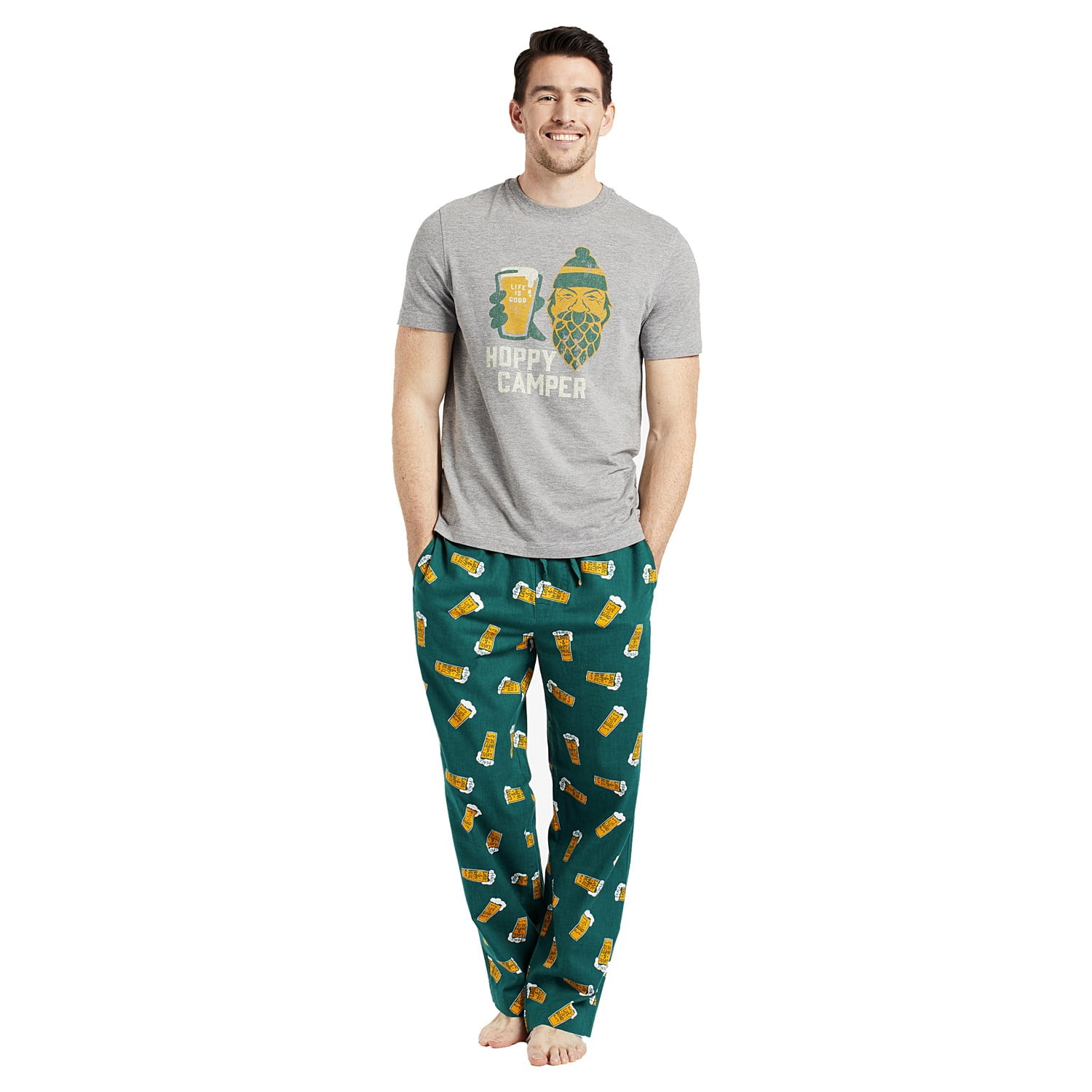 life is good. men s classic sleep pant tossed beer pints forest green Walmart