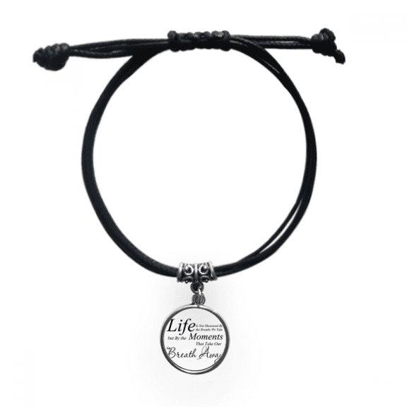 life moments breath quote bracelet leather wristband black jewelry