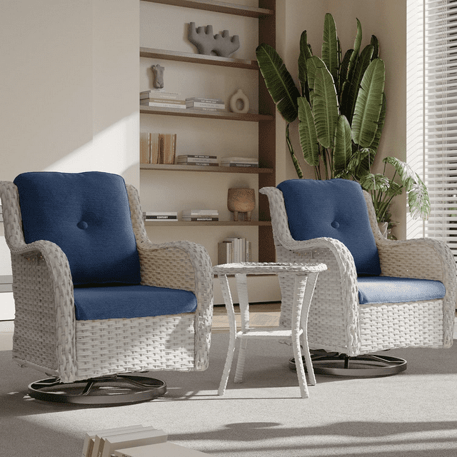 lifeboombiulife Wicker Patio Conversation Set 2 Swivel Rocker Chairs