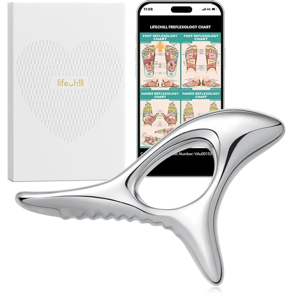 *lifechill Trigger Point Massage Tool for Deep Tissue, Muscle Scraper Tool for Fascia Release, Metal Body Gua Sha Tool, Lymphatic Drainage Massager, Thumb Saver,Scar Tissue Massage,Acupressure Tool*