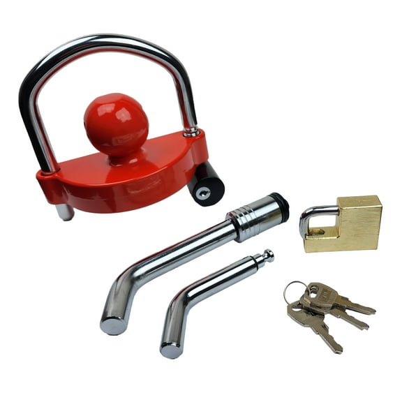 lifstar Heavy-Duty Anti-Theft Universal Trailer Hitch Lock Set, Adjustable 5/8" to 1" Latch Lock, Dual Receiver Lock for 1-7/8" to 2-5/16" Couplers