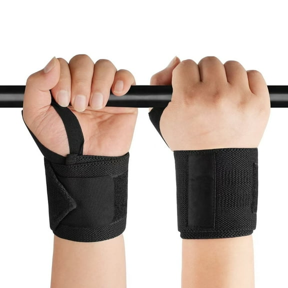 lifting Straps for Men and Women, Cotton Hard Pull Wrist Lifting Straps with Neoprene Cushioned Padded for Weightlifting, Bodybuilding, Strength Training, Workout, Black , Pair