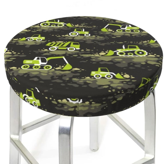 light green excavator Round Bar Stool Seat Covers, Elastic Round Chair Cover Stool Seat Slipcover Bar Stool Cushions Round Pad for 12-14 inch