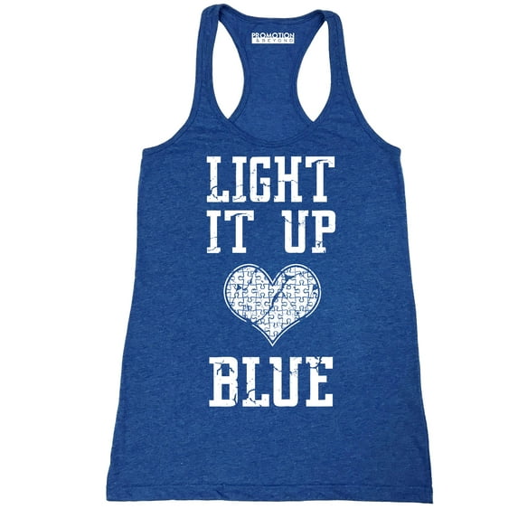 light it up blue autism awareness women's tank top, l, h. royal