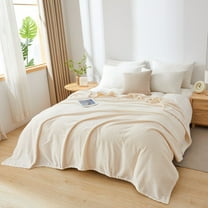 Checkered Throw Blanket for Couch - Super Soft, Cozy & Warm Knit Blanket, Breathable, Lightweight & Fluffy for Bed & Sofa, Checkered Beige, 50x60 Inches