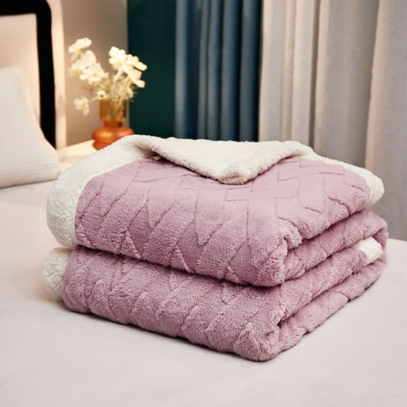 Sculpted Stripe Faux Fur Throw Blanket for Couch, Cozy Soft Fuzzy Fluffy Blanket for Sofa Bedroom Living Room, 55 * 70 Inches