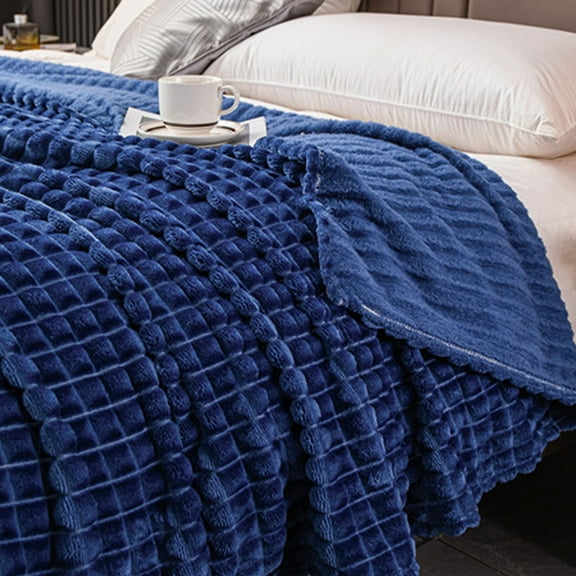 Throw Blanket for Couch Ivory Super Soft Flannel Fleece 3D Bubble Lightweight Bed Blanket All Season Use (Ivory, Throw(50"x60"))