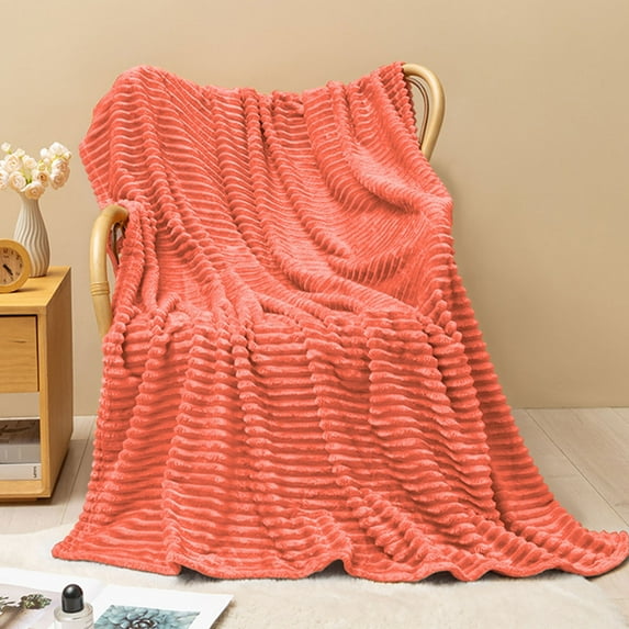 lighten deals of the day Faux Fur Twin Blanket Linen 3D Ribbed Plush Thick Warm Blanket for Couch Sofa Bed 850GSM (Linen Ribbed, Twin(60"x80"))