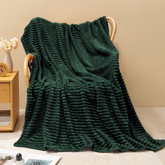 Faux Fur Twin Blanket Linen 3D Ribbed Plush Thick Warm Blanket for Couch Sofa Bed 850GSM (Linen Ribbed, Twin(60"x80"))