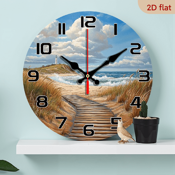 The lighthouse by the coast.1 pc wall clock.Accurate timing, frameless design, simple and elegant. Silent movement, silent walking, healthy sleep every day,10*10inch.