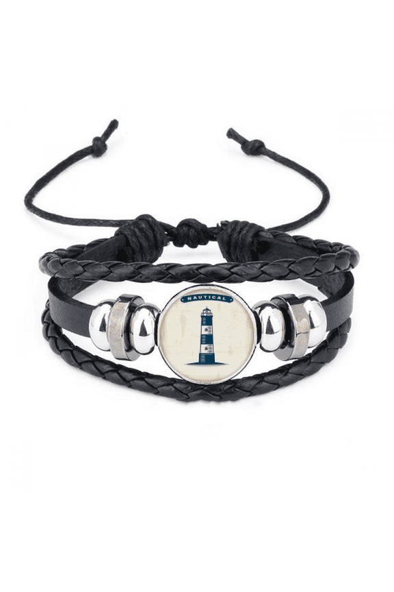 lighthouse navigation military ocean bracelet braided leather woven wristband