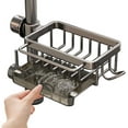 thumbnail image 1 of Sponge Holder for Kitchen Sink, Sink Caddy with Instant Drying Mat & Hook, Rustproof Waterproof Stainless Steel Kitchen Organizer, Soap Dispenser Storage (D, 9.25"x3.7"x5.5"), 1 of 3