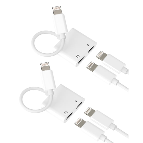 Lightning Headphone Jack Adapter (2 Pack)for Apple MFi Certified Dual lighting Double Port Earphone Charger Adaptor for iPhone 14 13 12 for iPad Charging AUX Audio Cable Splitter Car Dongle Connector