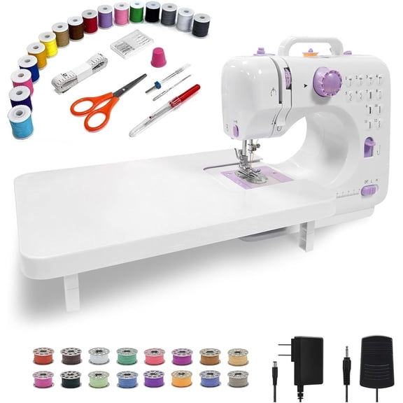 This lightweight Sewing machine is designed for convenience and versatility. Sewing Machine for Beginners,Portable 12 Built-in Stitches,(High-Low Speeds),505UJH.DC Power  Method.
