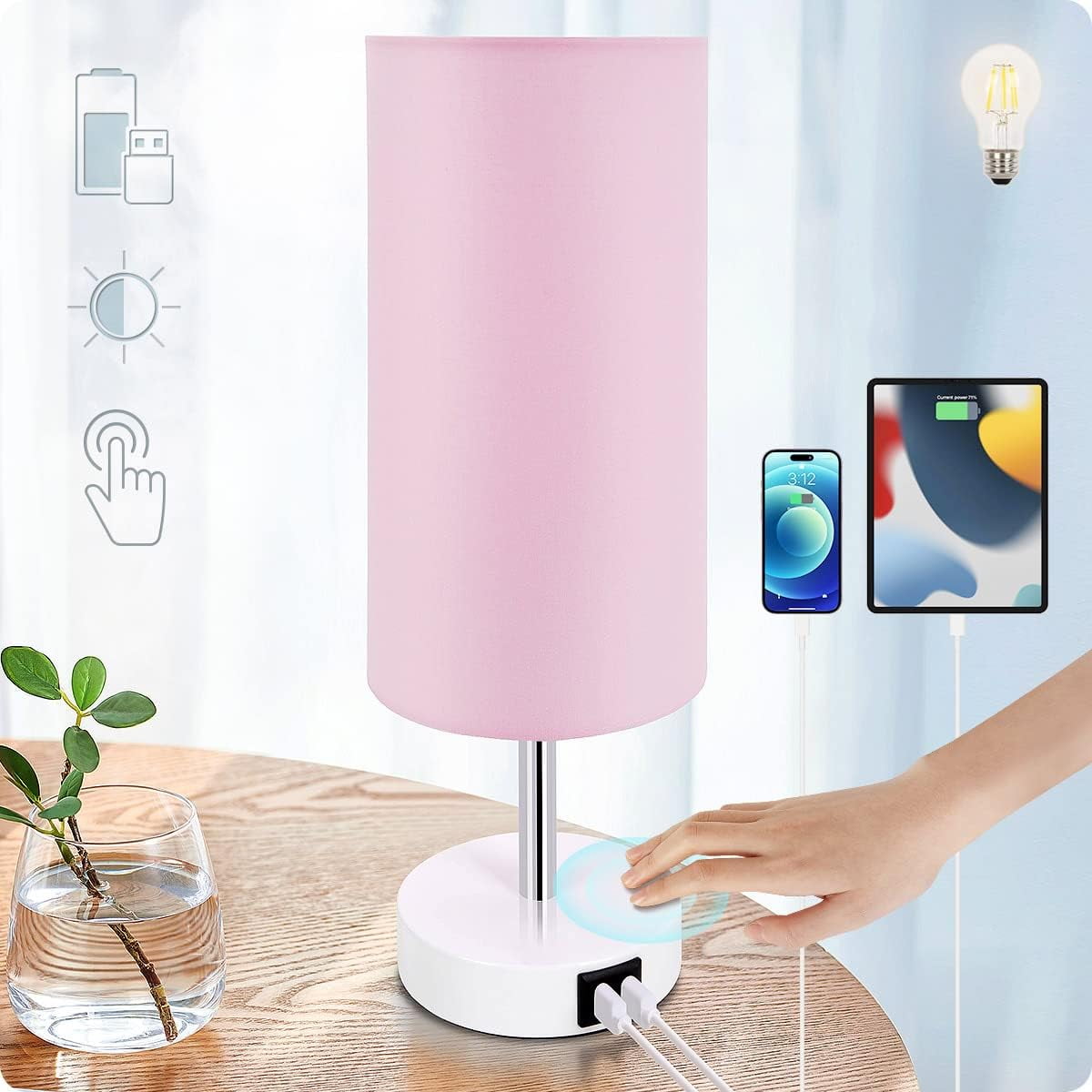 KAiSnova LED Desk Lamp With Touch Control, 5 Color Modes, USB Ports & Wireless Charging, 30-Min Timer – Flexible Gooseneck For Office, Bedroom, Reading