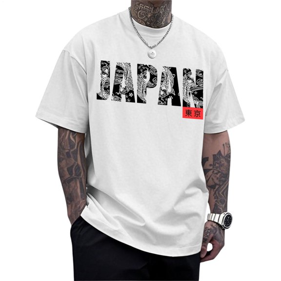 liilaimic Tokyo Tee Shirt Men Japan Tokyo Short Sleeve Casual Crewneck Tee Shirt Fashion Clothes Daily Wear