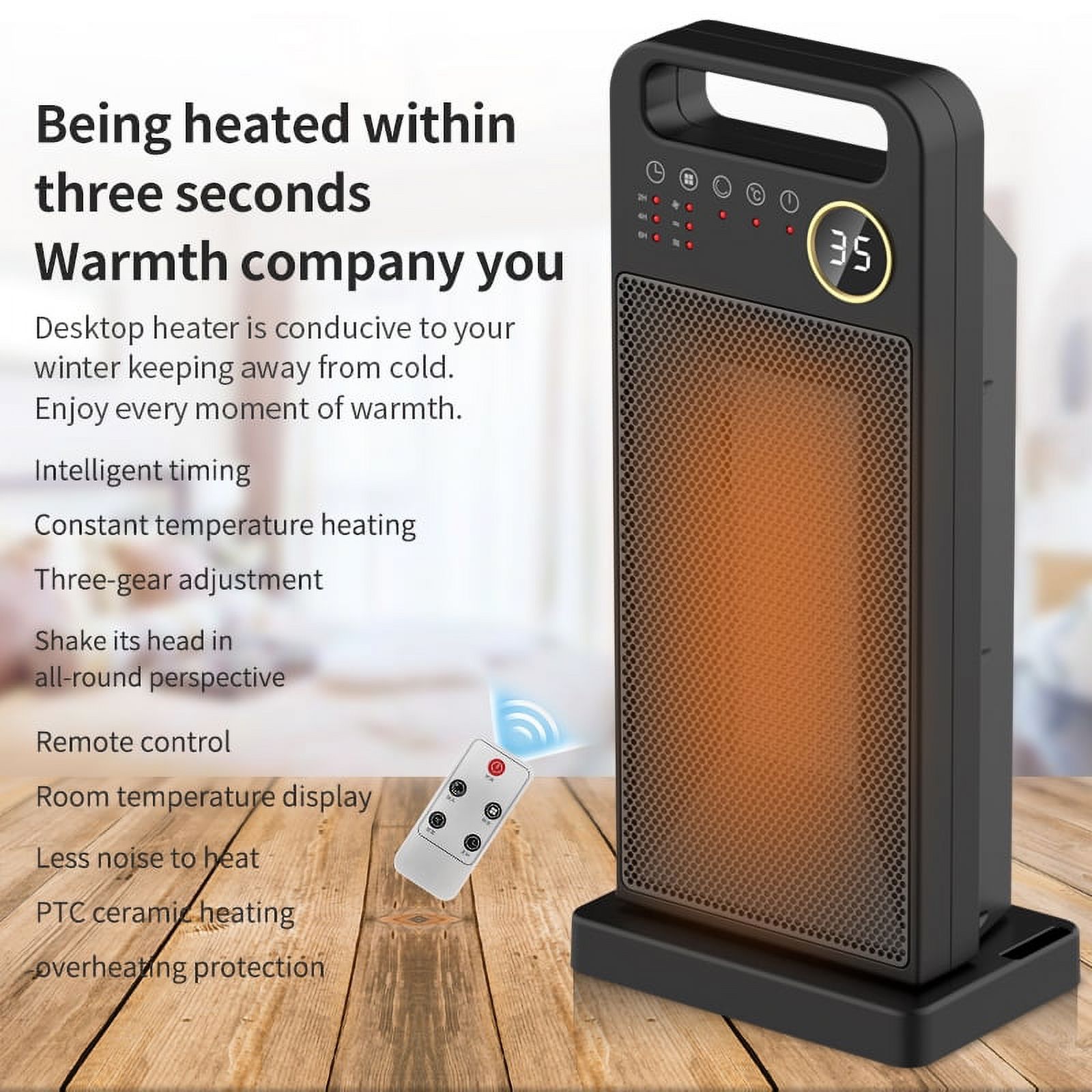 lilubuy Ptc Fan Heater, Upgraded 2022 Remote Control Ceramic Space