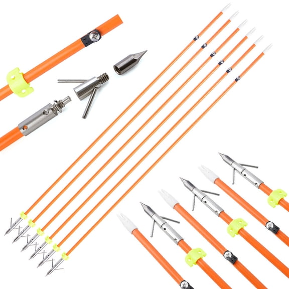 limaity 12X Archery Bowfishing Arrows Solid Fiberglass Arrowheads Outdoor Bow Fishing Hunting