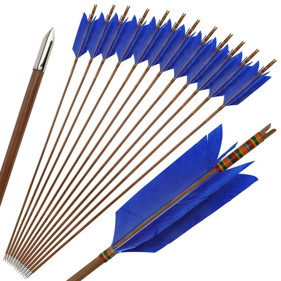 limaity 12X Bamboo Arrows 33" Flu Flu Feathers Longbow Recurve Bow Archery Hunting