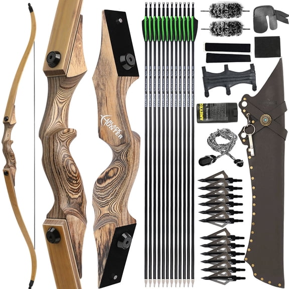 limaity 20-60lbsTakedown Recurve Bow Kit 60" Archery Wooden Arrows Hunting Target
