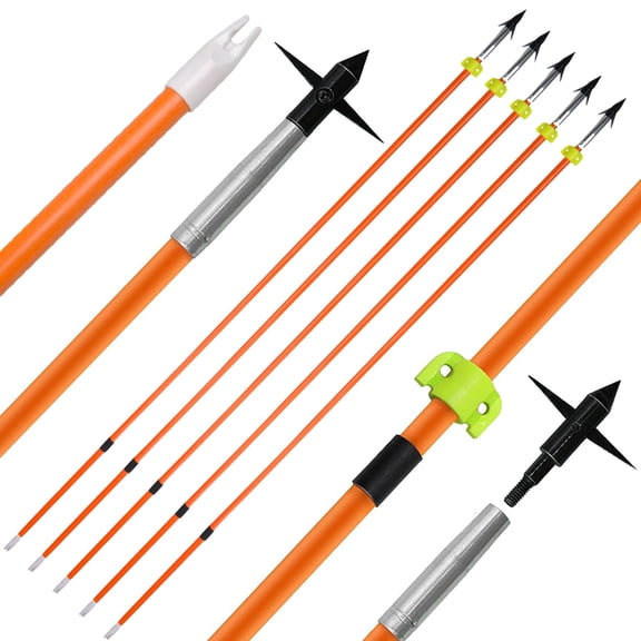 limaity 6pcs Archery Fishing Arrow Fiberglass Compound Bow Hunting Bowfishing Shooting