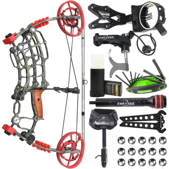 limaity Dual-use Compound Bow Kit 30-60lbs Steel Ball Arrows Hunting Fishing Archery