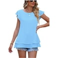 lime flare Women Dressy Double Layers Business Casual Blouse Tshirt Tops Summer Tunic Shirt (B
