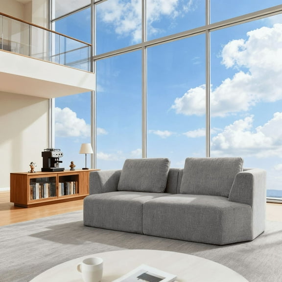 lincordor Three-seater chenille sofa, no assembly required, compressed delivery, luxury apartment living room sofa, space-saving large apartment(grey)