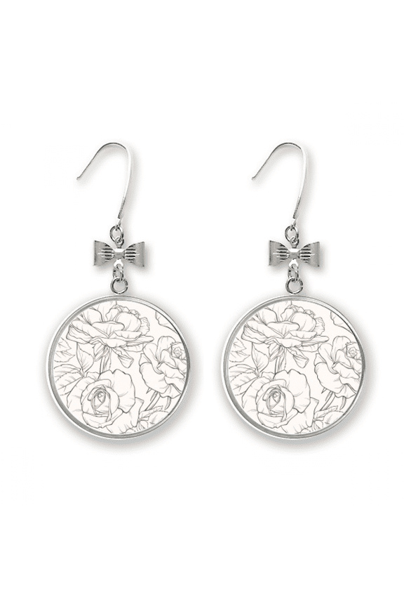 line drawing drawing art bow earrings drop stud pierced hook