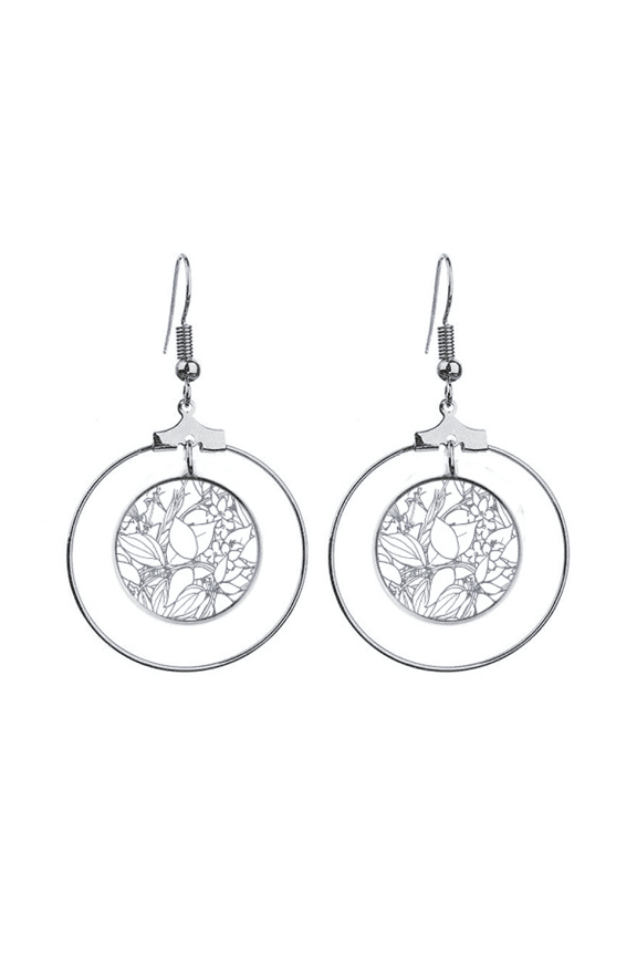 line drawing s art earrings dangle hoop jewelry drop circle