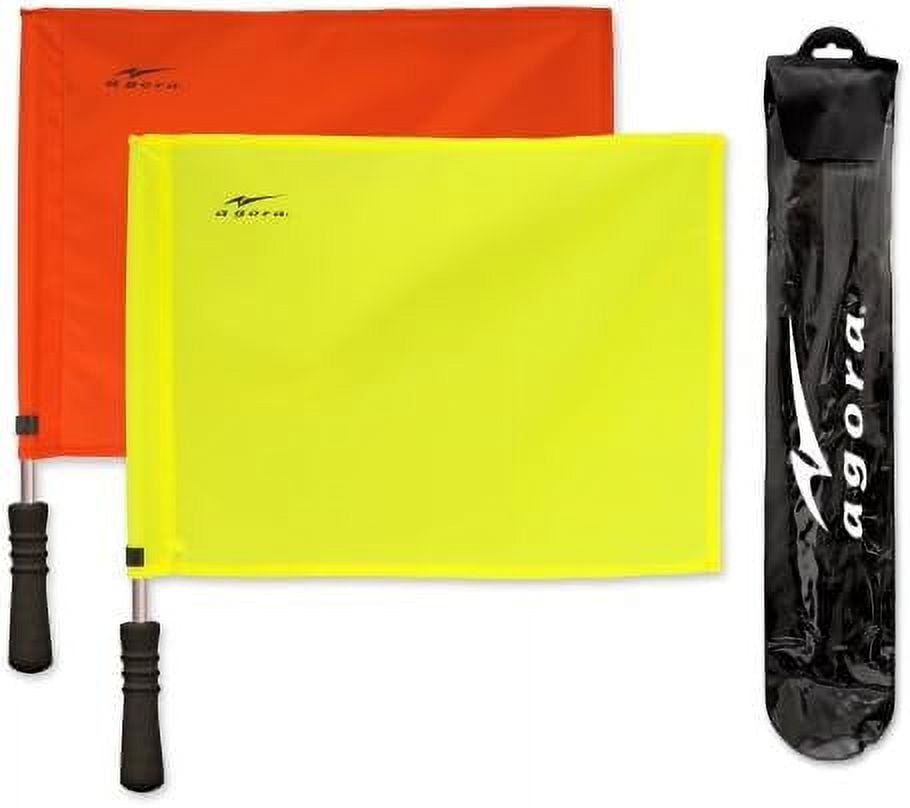 line premium regulation soccer referee flags with case, red/yellow