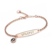 linnalove Medical id bracelet for Women Rose gold epilepsy alert bracelets