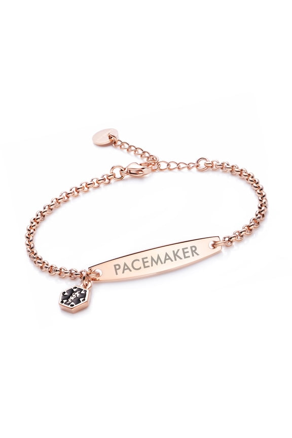 Medical id bracelet for Women Rose gold pacemaker alert bracelets