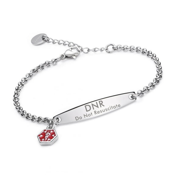 linnalove Stainless steel Medical bracelet for Women Do Not Resuscitate DNR Bracelets