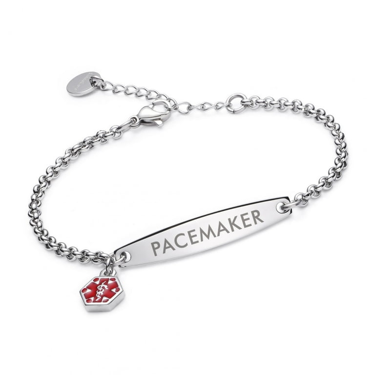 linnalove Stainless steel Medical id bracelet for Women pacemaker