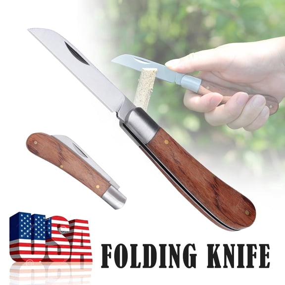 Linsen-outdoors Garden Grafting Pocket Knife - Stainless Steel Folding Tool with Versatile Blade for Pruning, Crafting, and Outdoor Adventures