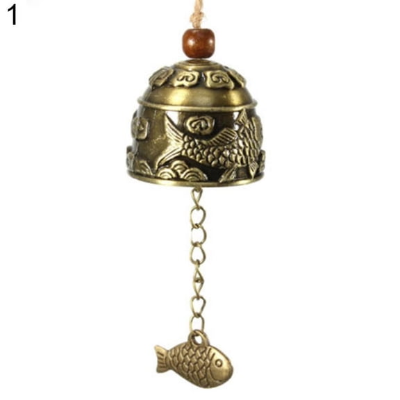 linyes 1* Bell Dragon Fish Feng Shui Bell Blessing Good Luck Fortune Hanging Wind Chime Chinese Dragon And Fish Pattern