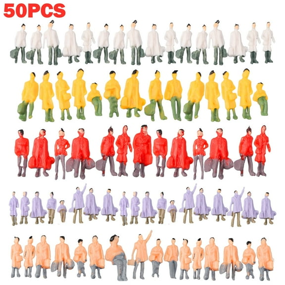linyes 50pcs Miniature Model Train Track Railroad Worker People Layout Decoration 1:87 HO Scale Painted Figures Model Accessories