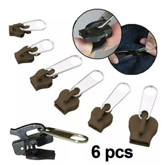 linyes 6pcs Universal Instant Fix Repair Kit Replacement 3 Sizes Zip Slider Teeth Rescue New Design Sewing Clothes Black, Coffee