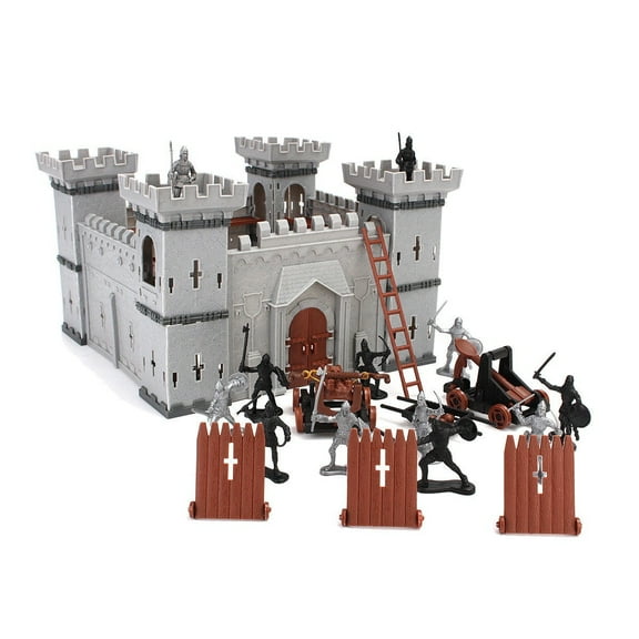 linyes A Set Of Medieval Castle Knights War Weapons Game Infantry Accessories Toy Set Castle Model 18*18*20cm