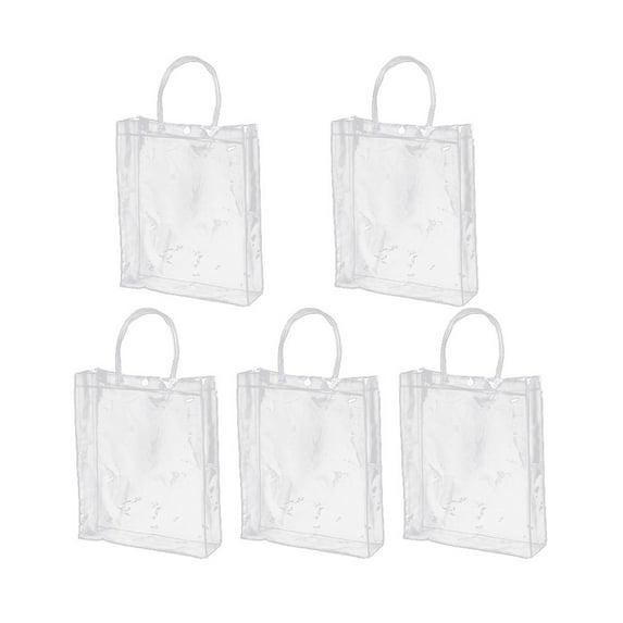 linyes Clear PVC Gift Bags Reusable Plastic Bags Transparent Tote Shopping Bags with Clear Handle Gift Wrap Bags for Wedding Birthday Valentines Day Party 5 PCS