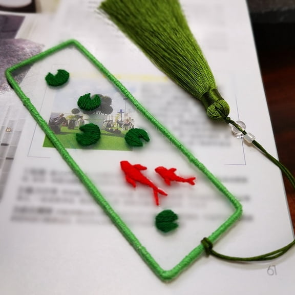 linyes Embroidery Bookmark Kit With Pattern Instructions Adjustable Hoop For Beginners