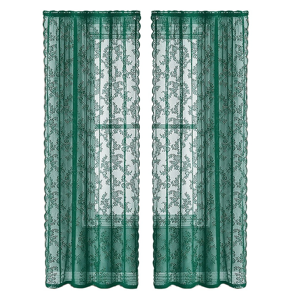 linyes Green Lace Curtain Polyester Lace Design Curtain Rustic Country