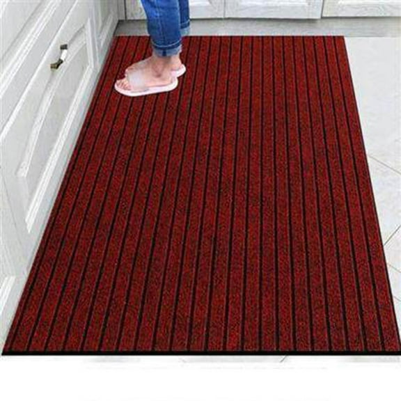 linyes Non-Slip Waterproof Kitchen Door Mat, Anti-Oil Easy Clean Floor Rug Carpet, Polyester Fiber, Home Garden Kitchen Washable Anti-Slip Floor Covering Mat Burgundy 40*60cm