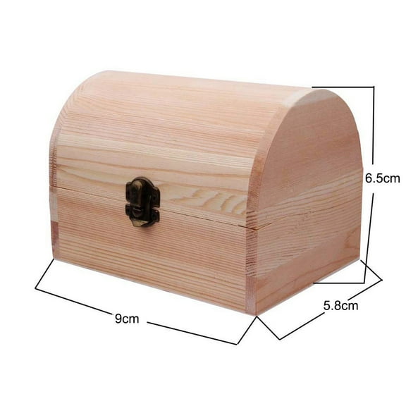 linyes Wood Arched Treasure Chest Decorative Pine Wood Box with Locking Clasp Plain Decorate Wooden Boxes for Art Hobbies DIY Jewelry Gift Storage