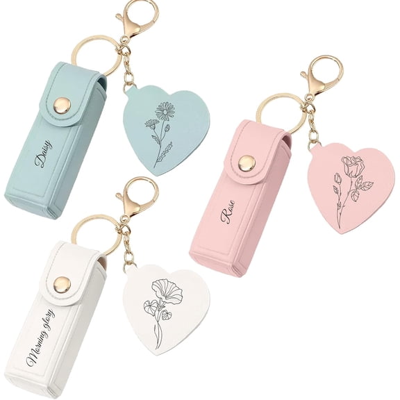 lipstick case keychain with mirror - Personalized mini lipstick travel case, compact makeup storage bag, a gift for ladies and girls